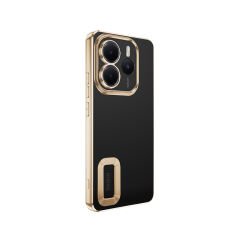 Xiaomi Redmi Note 14 5G Kılıf Logo Gösteren Parlak Kenarlı Kamera Lens Korumalı Şeffaf Omega Silikon Kapak