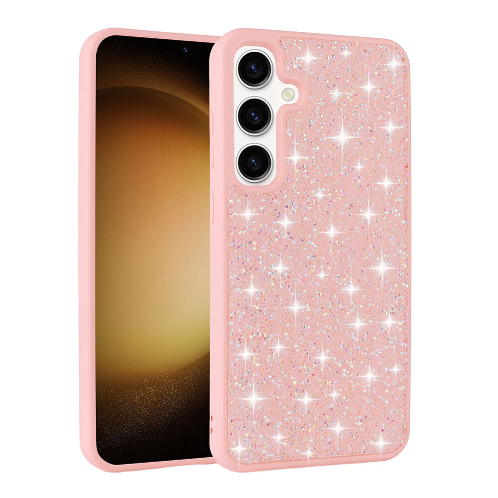 Samsung Galaxy S24 FE Kılıf Parlak Taşlı Tasarım Pırlanta Kapak Pembe