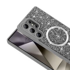 Samsung Galaxy S25 Ultra Kılıf Parlak Taşlı Tasarım Zore Pırlanta Kapak Gold