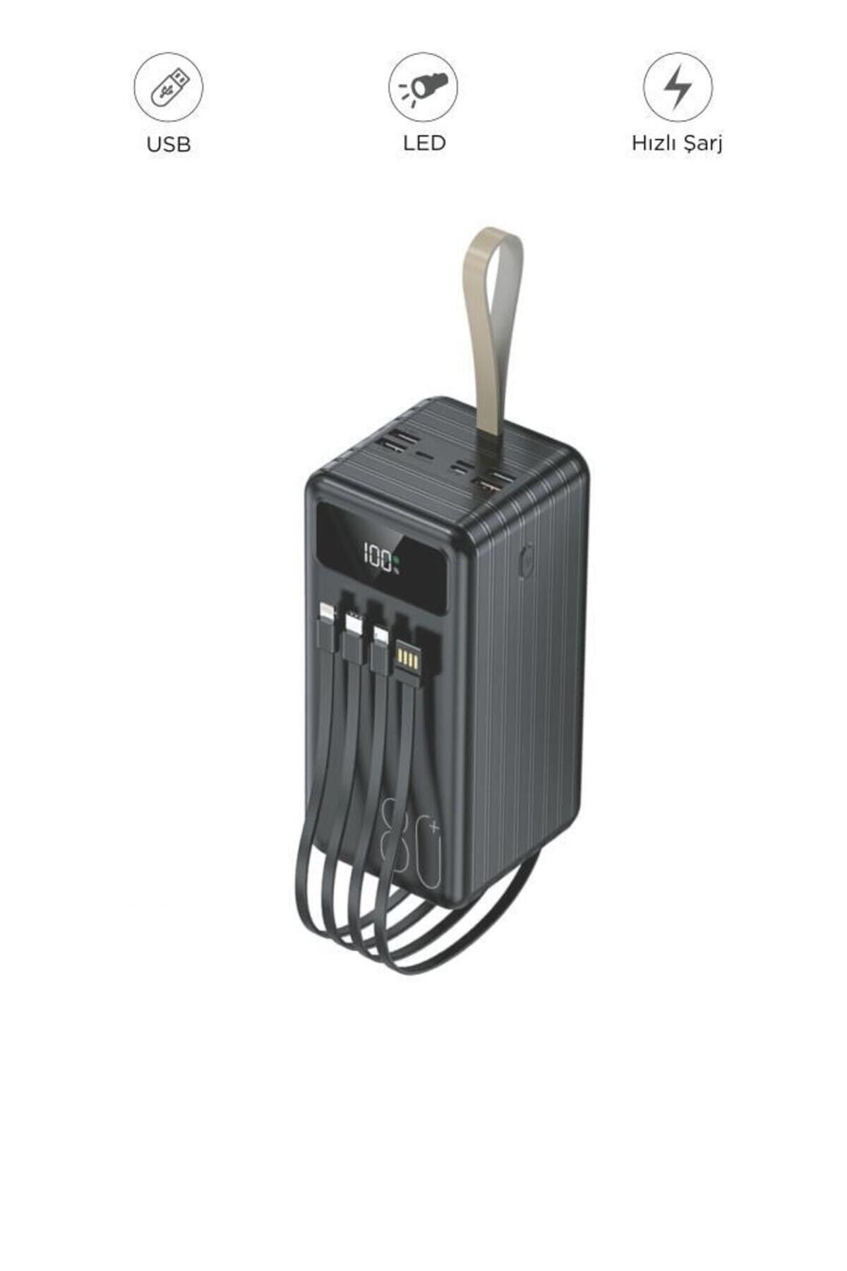 1080 80000mAh Ledli 4 Çıkışlı Taşınabilir Hızlı Şarj Dijital Göstergeli Powerbank