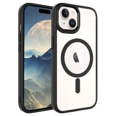 iPhone 15 Plus Kılıf Wireless Şarj Özellikli Krom Magsafe Silikon Kapak Kılıf