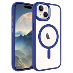 iPhone 15 Plus Kılıf Wireless Şarj Özellikli Krom Magsafe Silikon Kapak Kılıf