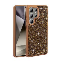 Samsung Galaxy S25 Ultra Kılıf Parlak Taşlı Tasarım Zore Pırlanta Kapak Gold