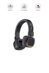 HD-12 Siyah RGB Işıklı Güçlü Bas Kulak Üstü Kablosuz Bluetooth Kulaklık