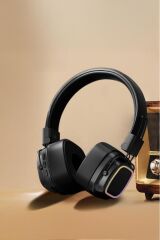 HD-12 Siyah RGB Işıklı Güçlü Bas Kulak Üstü Kablosuz Bluetooth Kulaklık