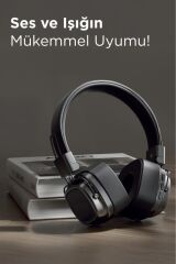 HD-12 Siyah RGB Işıklı Güçlü Bas Kulak Üstü Kablosuz Bluetooth Kulaklık