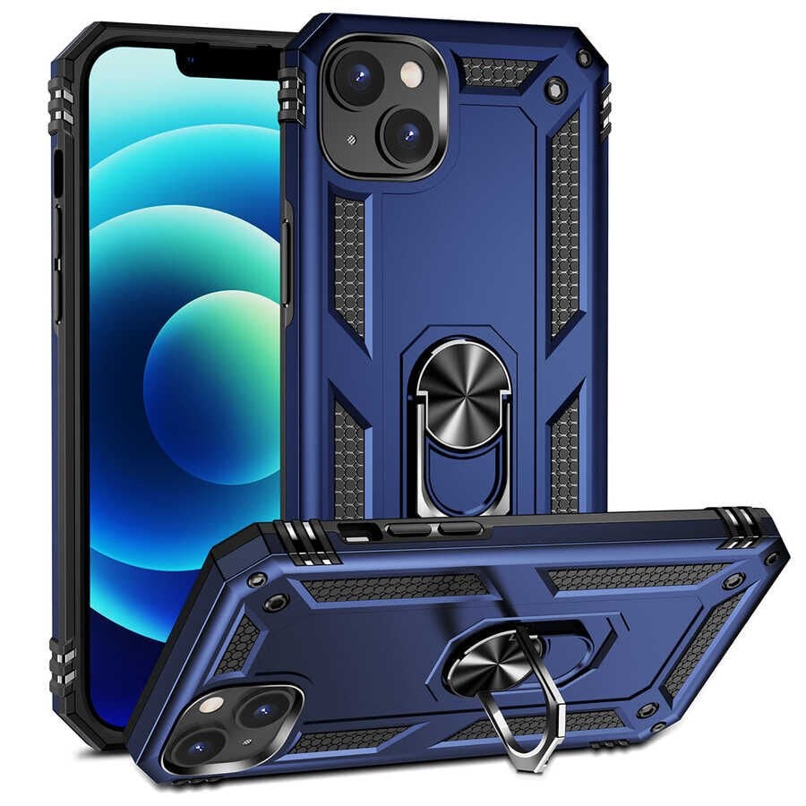 iPhone 14 Kılıf Vega Tank Sert Yüzüklü Standlı Zırh Koruma Kapak