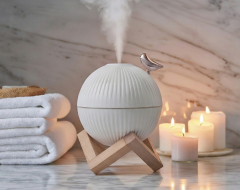 Hava Nemlendiricisi Gece Lambalı Ahşap Standlı Kuş Figürlü H13 Beyaz