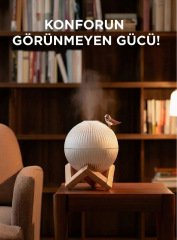 Hava Nemlendiricisi Gece Lambalı Ahşap Standlı Kuş Figürlü H13 Beyaz