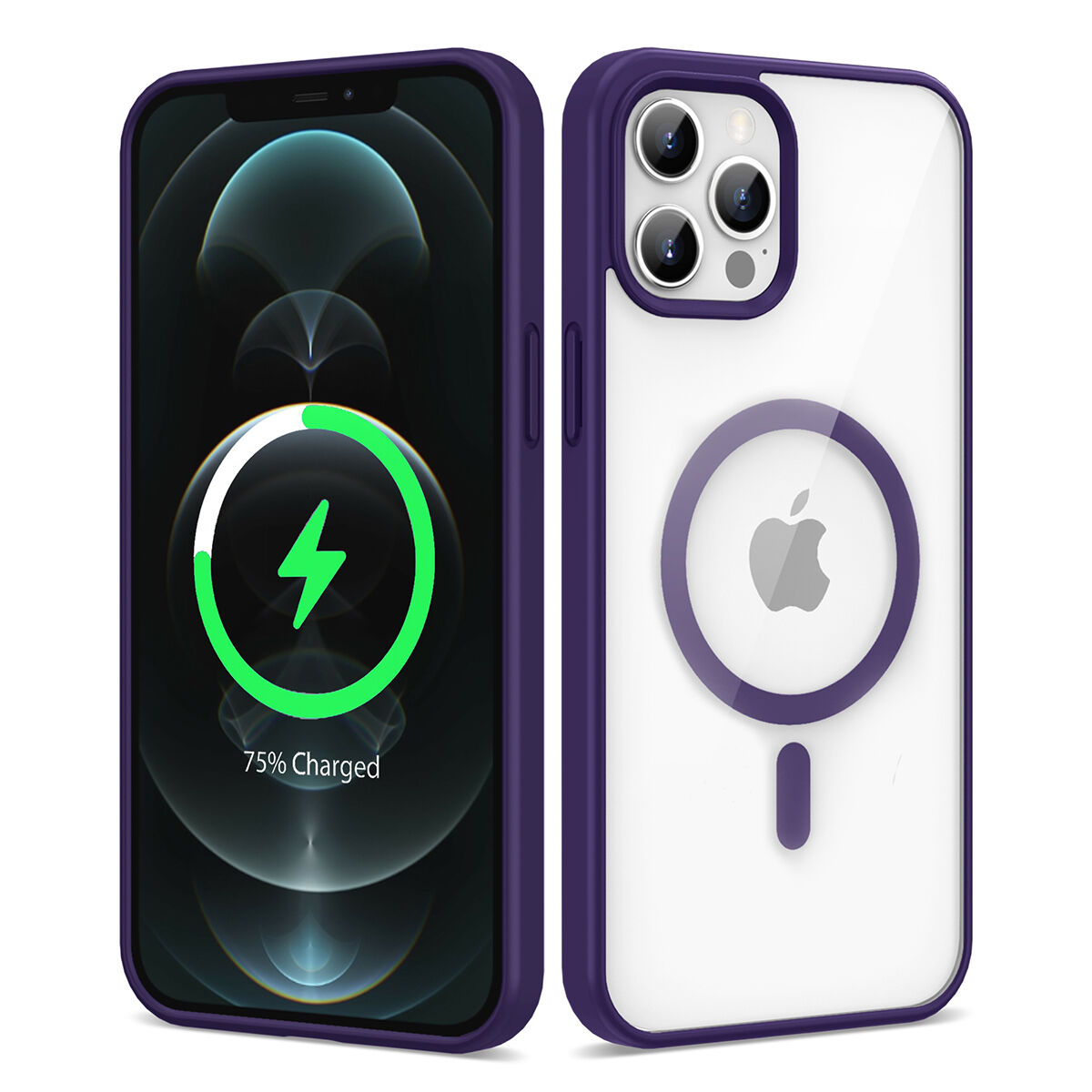 iPhone 12 Pro Kılıf Magsafe Wireless Şarj Özellikli Silikon Ege Kapak kılıf Derin Mor