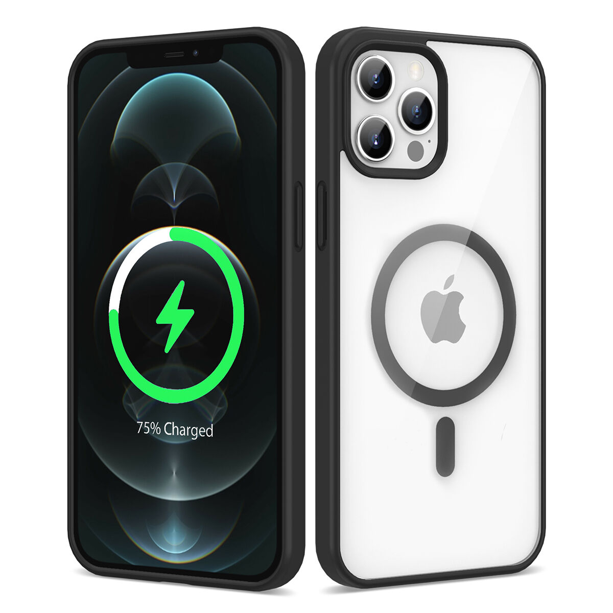 iPhone 12 Pro Kılıf Magsafe Wireless Şarj Özellikli Silikon Ege Kapak kılıf Siyah