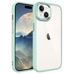 iPhone 15 Plus Kılıf Renkli Silikon Kenarlı Krom Kapak