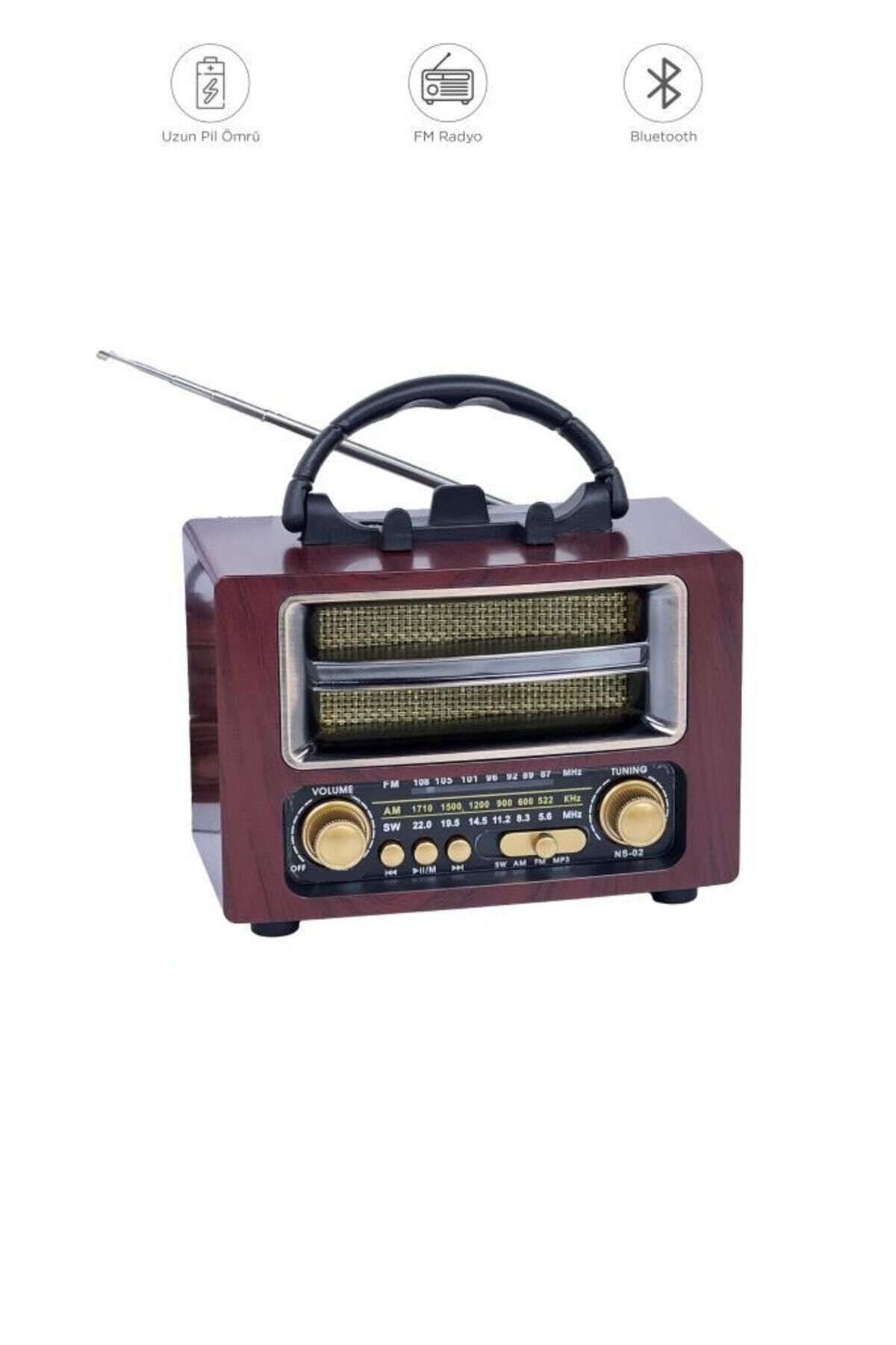 Bluetooth Hoparlör Nostaljik Radyo Speaker NS02 Kahverengi