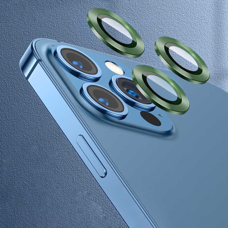 iPhone 11 Pro Max CL-07 Kamera Lens Koruyucu Koyu Yeşil