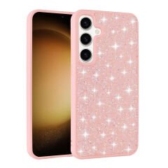 Samsung Galaxy A35 Kılıf Parlak Taşlı Tasarım Pırlanta Kapak Pembe