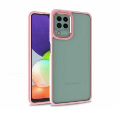 Samsung Galaxy M22 Kılıf Kamera Çıkıntılı Arkası Şeffaf Köşeleri Parlak Renkli Işlemeli Flora Kapak
