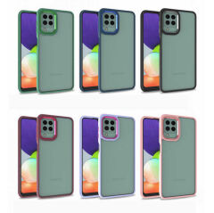 Samsung Galaxy M22 Kılıf Kamera Çıkıntılı Arkası Şeffaf Köşeleri Parlak Renkli Işlemeli Flora Kapak