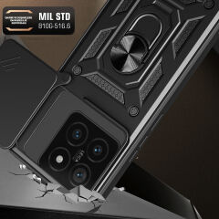 Xiaomi 14T Kılıf Magnetik Standlı Kamera Korumalı Sürgülü Vega Kapak