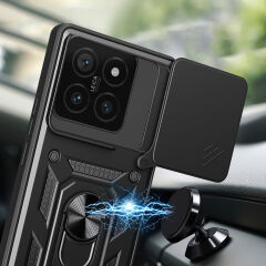 Xiaomi 14T Kılıf Magnetik Standlı Kamera Korumalı Sürgülü Vega Kapak
