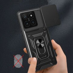 Xiaomi 14T Kılıf Magnetik Standlı Kamera Korumalı Sürgülü Vega Kapak