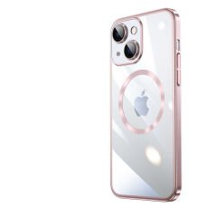 iPhone 14 Kılıf Wireless Şarj Özellikli Sert PC Riksos Magsafe Kapak Rose Gold