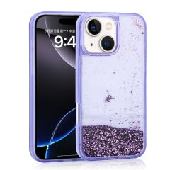 iPhone 15 Kılıf Sıvılı Simli Şeffaf Arka Yüzey Keto Silikon Kapak