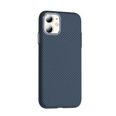 iPhone 11 Kılıf Kablosuz Şarj Özellikli Karbon Fiber Görünümlü Gros Kapak