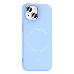 iPhone 15 Kılıf M-Safe Şarj Özellikli Kamera Korumalı Premium Elio Sert PC Kapak Açık Pembe