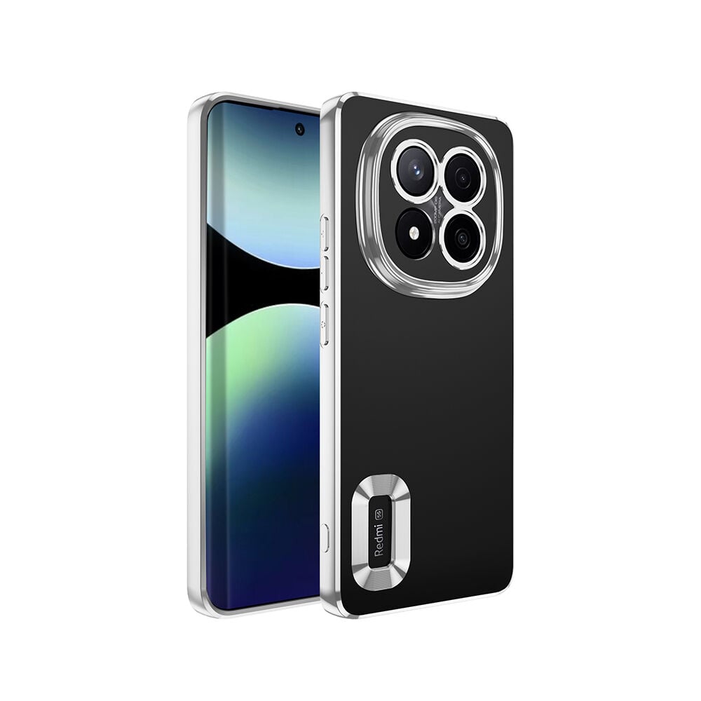 Xiaomi Redmi Note 14 Pro Plus Kılıf Logo Gösteren Parlak Kenarlı Kamera Lens Korumalı Şeffaf Omega Silikon Kapak