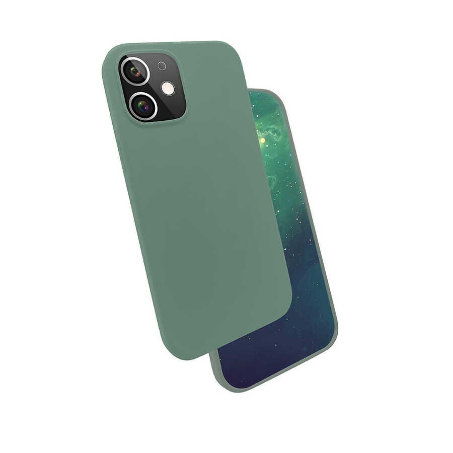 iPhone 12 Mini Kılıf Silk Silikon Koyu Yeşil