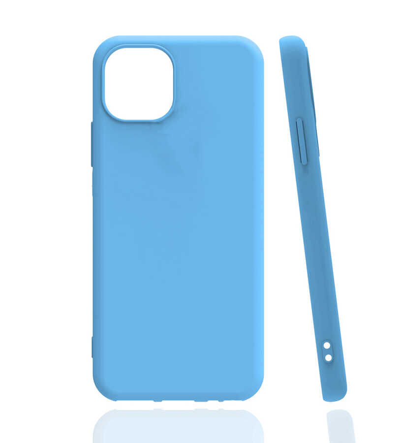 iPhone 13 Kılıf Biye Silikon Mavi Açık