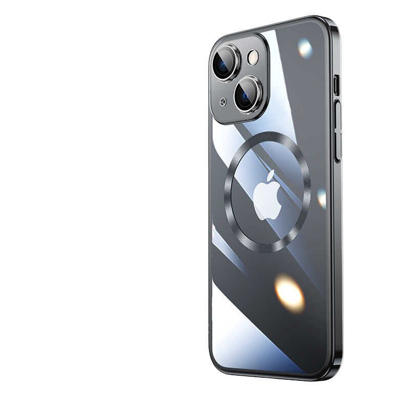 iPhone 14 Kılıf Wireless Şarj Özellikli Sert PC Riksos Magsafe Kapak Siyah
