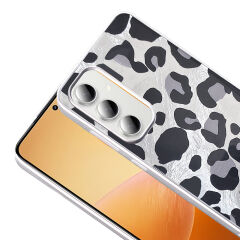 Samsung Galaxy S24 FE Kılıf Desenli Mep Kapak Gri Leopar