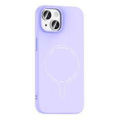 iPhone 15 Kılıf M-Safe Şarj Özellikli Kamera Korumalı Premium Elio Sert PC Kapak Lila
