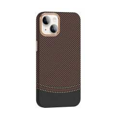 iPhone 13 Kılıf Kablosuz Şarj Özellikli Karbon Fiber Görünümlü Gros Kapak