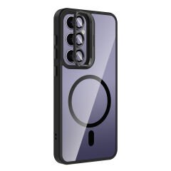 Samsung Galaxy S24 Plus Kılıf Standlı ve Kamera Lens Hediyeli Kablosuz Şarj Özellikli Etro Kapak