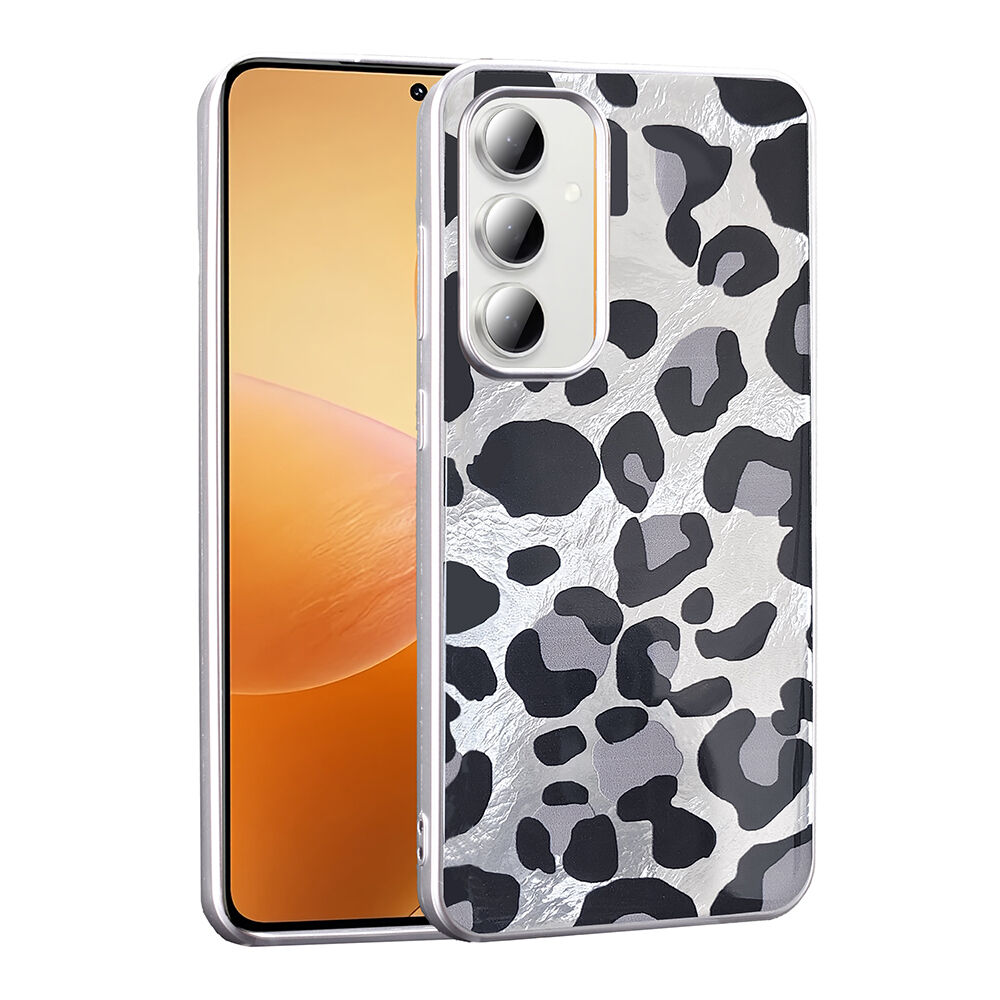 Samsung Galaxy S24 FE Kılıf Desenli Mep Kapak Gri Leopar