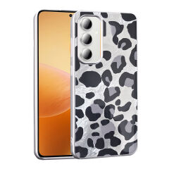 Samsung Galaxy S24 FE Kılıf Desenli Mep Kapak Gri Leopar
