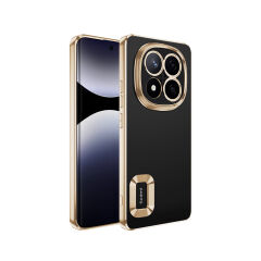 Xiaomi Poco X7 Kılıf Logo Gösteren Parlak Kenarlı Kamera Lens Korumalı Şeffaf Omega Silikon Kapak