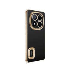 Xiaomi Poco X7 Kılıf Logo Gösteren Parlak Kenarlı Kamera Lens Korumalı Şeffaf Omega Silikon Kapak Sierra Mavi