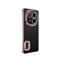 Xiaomi Poco X7 Kılıf Logo Gösteren Parlak Kenarlı Kamera Lens Korumalı Şeffaf Omega Silikon Kapak