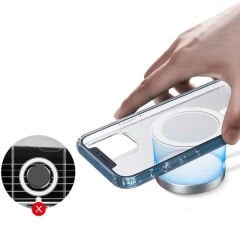 iPhone 12 Pro Max Kılıf Magsafe Şarj Özellikli Şeffaf Sert PC Embos Kapak