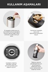 Elektrikli Otomatik Tuz Karabiber Değirmeni Pilli Işıklı Baharat Öğütücü Siyah