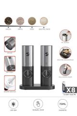 Elektrikli Otomatik Tuz Karabiber Değirmeni Pilli Işıklı Baharat Öğütücü Siyah