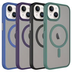 iPhone 15 Plus Kılıf Mat Arka Yüzey Wireless Şarj Özellikli Flet Magsafe Kapak