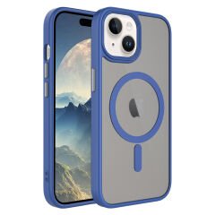 iPhone 15 Plus Kılıf Mat Arka Yüzey Wireless Şarj Özellikli Flet Magsafe Kapak