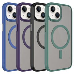 iPhone 15 Plus Kılıf Mat Arka Yüzey Wireless Şarj Özellikli Flet Magsafe Kapak