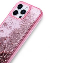 iPhone 16 Pro Kılıf Sıvılı Simli Şeffaf Arka Yüzey Keto Silikon Kapak