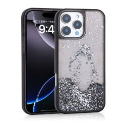 iPhone 16 Pro Kılıf Sıvılı Simli Şeffaf Arka Yüzey Keto Silikon Kapak