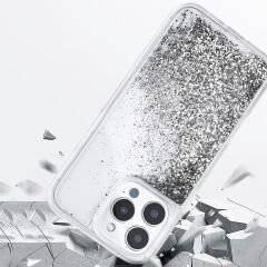 iPhone 16 Pro Kılıf Sıvılı Simli Şeffaf Arka Yüzey Keto Silikon Kapak